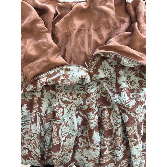 Peruvian Connection | Brown/Green 100% Silk Flared A Line Midi Skirt | 12 - Picture 12 of 12